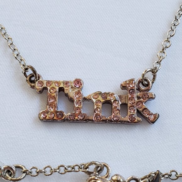 Fairy y2k Silver Tinkerbell Charm Rhinestone necklace Set pink iridescent gems - Picture 8 of 10